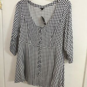 Torrid Navy Checkered Blouse